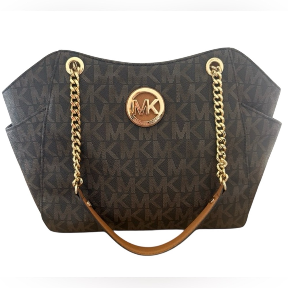 Michael Kors Jet Set Travel Leather & PVC Logo Shoulder Tote